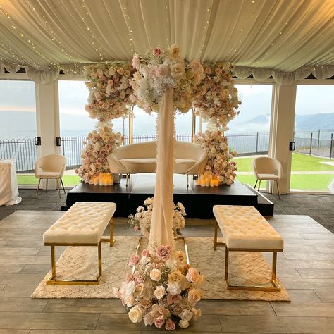 A perfect blend of beauty and elegance – a Nikkah partition with a pretty sofa stage. Styling, decor, flowers and set up by @museweddingsandevents Venue @panoramahouse.bulli Nikkah Partition, Decor Flowers, Wedding Events, Muse, Wedding Ideas, Weddings, Sofa, Flowers, Beauty