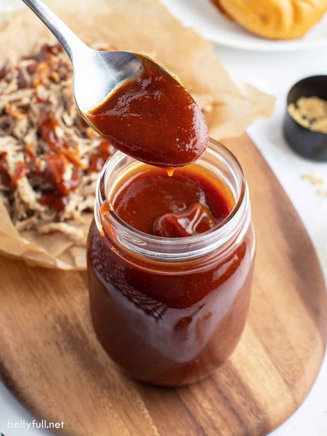 This Homemade BBQ Sauce Recipe has sweet, spicy, tangy, deep flavors without all the added preservatives and weird after taste from store-bought brands. It's so easy to make in only 15 minutes and the best accompaniment to all your summer grilling favorites. Meatloaf Sauce Recipe, Meatloaf Topping, Meatloaf Sauce, Easy Bbq Sauce, Make Bbq Sauce, Homemade Bbq Sauce Recipe, How To Make Bbq, Honey Bbq Sauce, Easy Bbq