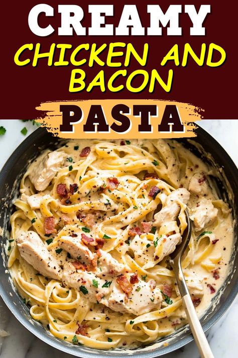 Creamy Pasta Dinner Recipes, Creamy Chicken And Corn Pasta With Bacon, Easy Hot Meals, Quick Chicken Meals, Bacon Chicken Ranch Pasta, Chicken Bacon Pasta Recipes, Chicken And Bacon Recipes, Easy Chicken Pasta Recipes, Chicken Pasta With Bacon