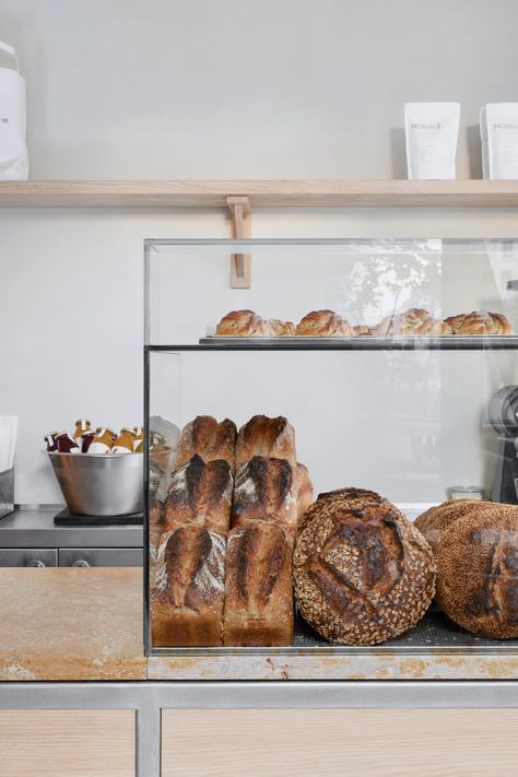 Copenhagen Interior, Pastry Display, Bakery Interior, Interior Minimal, Off White Walls, Terrazzo Floors, Wooden Counter, The Bakery, Terrazzo Flooring