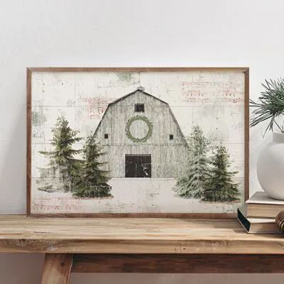 Farmhouse Wall Hangings, Farmhouse Decor Antique Farmhouse, Barn Wall Art, Katie Pertiet, Christmas Canvas Art, Wood Crafting, Winter Decorations, Deer Decor, Winter Wall Art