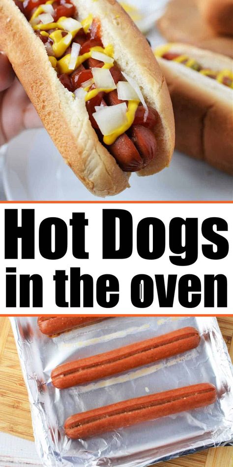 Oven Baked Hot Dogs are a quick and delicious meal! This easy recipe features juicy hot dogs wrapped in crispy, golden-brown crescent roll dough. Perfectly seasoned and topped with your favorite condiments, these baked hot dogs are a crowd-pleaser that will have everyone asking for seconds. Whether it's a weeknight dinner or a game day treat, these oven-baked hot dogs are sure to satisfy your cravings. Get ready to enjoy a fun twist on a classic favorite! Crispy Hot Dogs, Broiled Hot Dogs In Oven, Oven Baked Hot Dogs, Bbq Hot Dogs In Oven, Hotdogs In Oven, Seasoned Hot Dogs, Hot Dogs In Oven, Marinated Hot Dogs Recipes, Recipes Using Hot Dogs