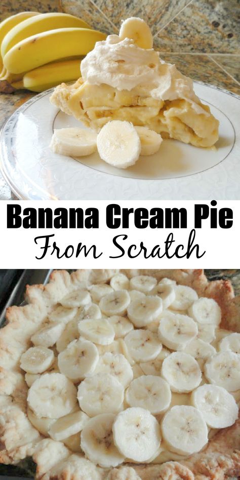 Banana Custard Pie Recipe, Banana Meringue Pie, Banana Cream Pudding Pie, Banana Cream Pie Recipe Easy, Banana Pie Recipe Easy, Banana Creme Pie Recipe, Amish Banana Cream Pie, Easy Banana Cream Pie With Pudding, Banana Creme Pie Recipe Easy