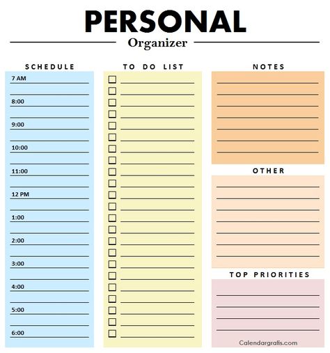 Cute Personal Organizer Planner Printable Template. Now make Daily Schedule, To Do List, Notes and create a top priority list. Priority List, Priority List Template, List To Do Planner Cute, To Do List Digital Template, To Do List Priority, To Do List Template, Printable Todo List Templates, To Do List Bullet Journal Free Printable, Printable Day Planner