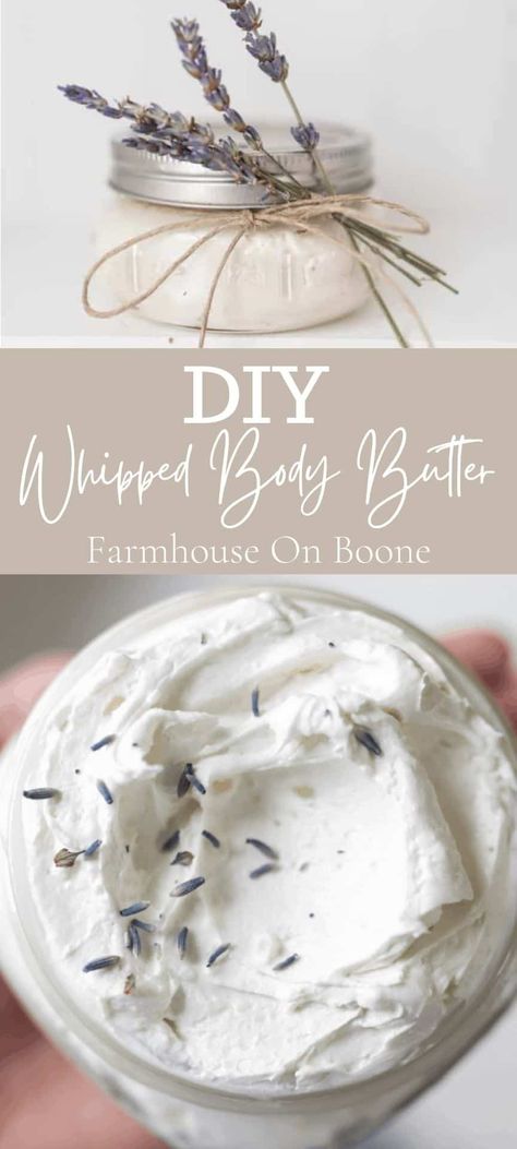 DIY Whipped Body Butter Body Butter Recipe Whipped, Diy Whipped Body Butter, Goat Milk Body Butter, Body Butter Recipe Homemade, Coconut Oil And Essential Oils, Foaming Hand Soap Recipe, Diy Lotions, Cocoa Butter Lotion, Whipped Lotion