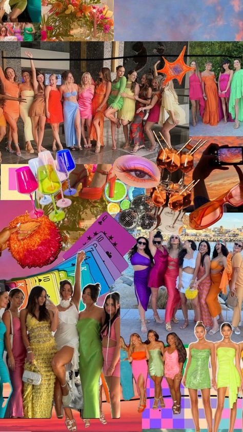 Summer Themed Party Outfit, Rio Themed Party, Colourful Party Outfit, Ibiza Themed Party Outfit, Miami Club Aesthetic, Rio Themed Birthday Party, Neon Bachelorette Party Outfits, Miami Vice Party Theme, Miami Vice Theme Party Outfit