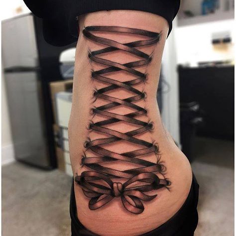 Chronic Ink Tattoo - Toronto Tattoo Ribbon corset tattoo done by Martin. Lace Up Back Tattoo, Back Corset Tattoos For Women, Corset Tattoo Back, Leopard Bow Tattoo, Ribbon Corset Tattoo, Corset Back Tattoo, Corset Tattoos For Women, Back Corset Tattoo, Ribbon Tattoo Design