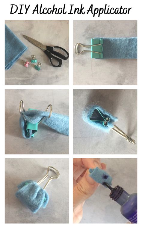 How to make a quick, cheap, easy, DIY alcohol ink applicator using things you probably alreay have in the house. All you need is a foldback clip and some felt. Diy Alcohol Ink, Diy Alcohol, Alcohol Ink Jewelry, Open Ended Art, Homemade Alcohol, Christmas Tree Baubles, Alcohol Inks, Resin Flowers, Process Art