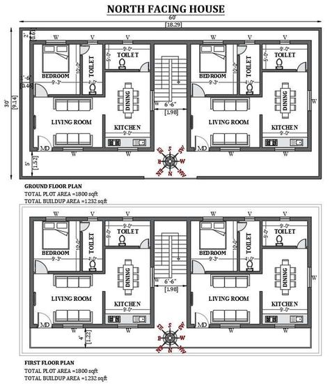 Low Rise Apartment Floor Plan, 1 Bhk Flat Plan, Low Rise Apartment Building Architecture, 60x30 House Plans Layout, Small Residential Building Plan, 1bhk Flat Plan, Residential Building Plan Apartments, Residential Building Plan Layout, Residential Building Floor Plan