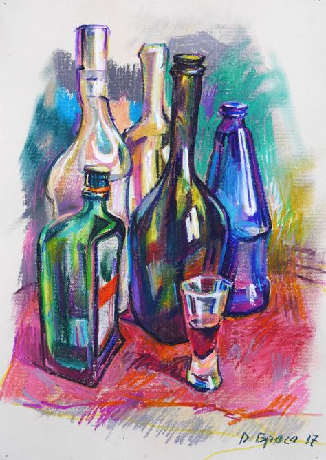 Glass Sketch, Color Pencil Illustration, Art Alevel, Dry Pastel, Oil Pastel Art, Oil Pastel Drawings, Still Life Drawing, Still Life Art, Color Pencil