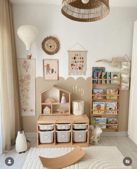 Tolders Room, House Interior Kids Room, Play Room For Toddler Ideas, Dayroom Ideas, Living Room Play Corner, Toddler Room Layout, Small Toddler Room, Ikea Toddler Room, One Year Old Room