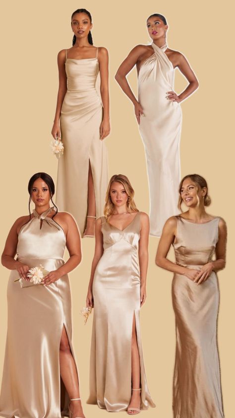 Bridesmaid Dress Gold Champagne, Gold Wedding Dresses Black Women, Ivory And Gold Bridesmaid Dresses, Mix Match Champagne Bridesmaid Dresses, Ivory Bridesmaid Dresses Champagne, Champagne And Gold Bridesmaid Dresses, Pearl Bridesmaid Dresses, Light Champagne Bridesmaid Dresses, Silk Champagne Bridesmaid Dresses