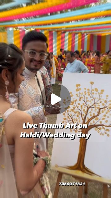 Nilesh Marathe ✏️ on Instagram: "Live Thumb art - at Haldi /wedding function   #art #function #thumbart #wedding #haldi" Haldi Function Ideas, Finger Print Tree Wedding, Thumb Print Painting, Wedding Function Ideas, Fingerprint Art Wedding, Thumb Print Tree, Finger Print Tree, Thumb Print Art, Finger Print Art Ideas