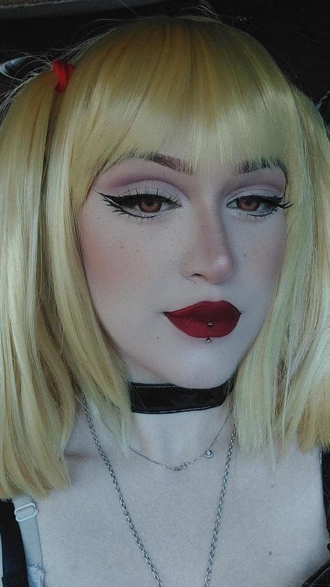 Misa Anime Cosplay, Misa Amane Outfit Cosplay, Misa Amane Cosplay Makeup, Misa Amane Makeup Tutorial, Misa Makeup, Misa Amane Makeup, Villian Cosplay, Cosplay Misa Amane, Light Misa