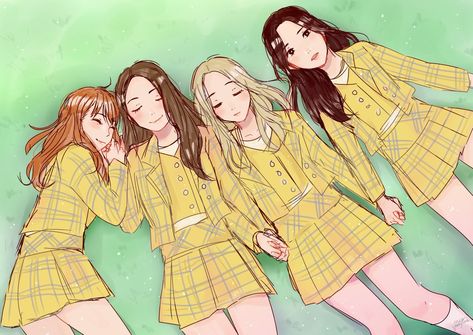 4 Friends Anime, Four Friends Drawing, 4 Best Friends Drawing Cute, Best Friends Drawing, Loona Art, Best Friends Art, Loona Fanart, Friends Drawing, 5 Best Friends