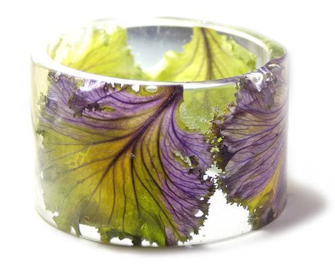 Kale Leaf Jewelry - Green Jewelry- Green Leaf Jewelry- Resin Jewelry- Flower Bangle- Green Resin Bracelet- Modern Flower Child Kale Leaf, Purple Kale, Resin Bracelet, Jewelry Flower, Jewelry Resin, Rainbow Jewelry, Rainbow Bracelet, Green Jewelry, Leaf Jewelry