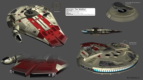 Star Wars YT-2600 Freighter - The 'Wildfire' by calamitySi Star Wars Smuggler, Star Wars Sequel Trilogy, Star Wars Spaceships, Lego Spaceship, Star Wars Design, Star Wars Vehicles, Starship Design, Star Wars Facts, Pintura Exterior