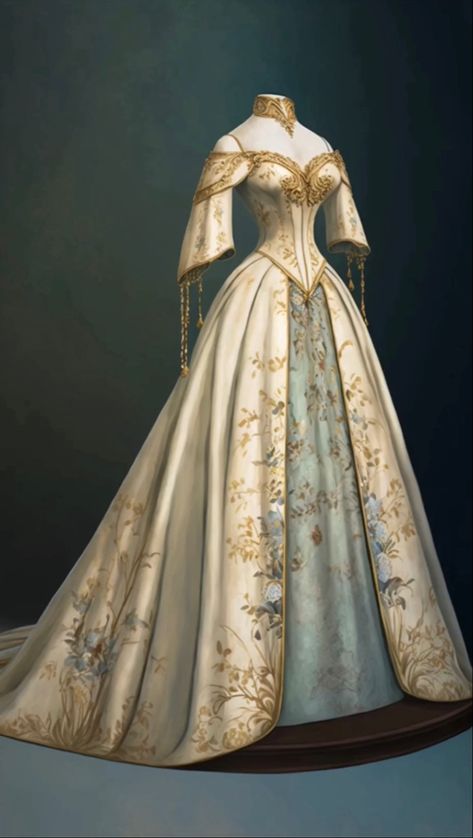 Midevil Ballgown, Acotar Day Court, Victorian Era Dresses, Victorian Gown, Pretty Quinceanera Dresses, Fantasy Dresses, Fantasy Gowns, Medieval Dress, Medieval Clothing