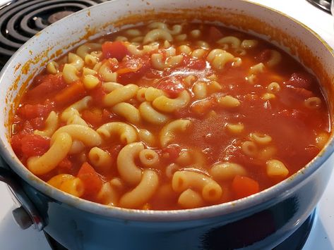 Tomato And Macaroni Soup, Tomatoe Macaroni Soup, Macaroni Tomatoes, Tomato Macaroni Soup Recipe, Southern Veggies, Tomato Macaroni Soup, Macaroni Soup Recipes, Macaroni And Tomatoes, Macaroni Recipe