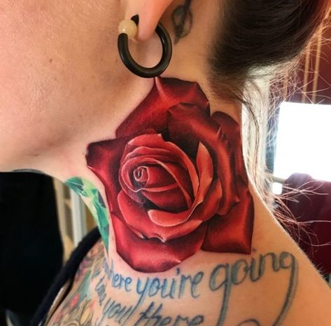 Roses On Neck Tattoo, Rose Neck Tattoo Black Woman, Red Rose Neck Tattoo, Rose Neck Tattoo Woman, Rose On Neck Tattoo, Rose Tattoo On Neck, Neck Rose Tattoo, Rose Tattoo Neck, Tatt00 Ideas