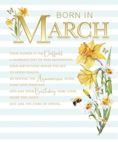 Born In March, Birthday Menu, Cherry Orchard, March Born, Happy Birthday Wishes Cards, March Birthday, 50th Birthday Cards, April Birthday, Birthday Blessings