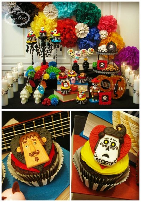 Book of Life Party for the Day of the Dead ~ Lynlee's Book Of Life Birthday Party, Book Of Life Party, Cupcakes Decoration Ideas, Sugar Skull Birthday, Coco Disney, Day Of The Dead Party, The Book Of Life, Mexican Party Theme, Mexican Heritage