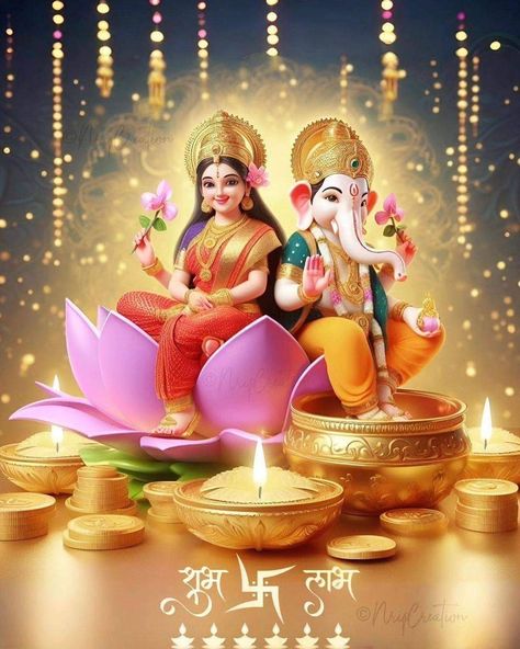 Ganesh Lakshmi, Hindu Statues Goddesses, Photos Of Ganesha, Ganpati Bappa Photo, Baby Ganesha, Stage Set Design, Hindu Statues, Navratri Images, Lord Ganesha Paintings