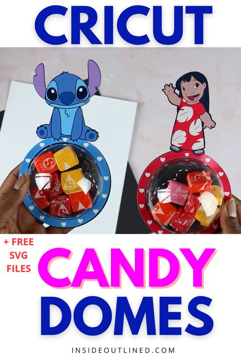 Make these Cricut candy holders and get FREE SVG files. Christmas Candy Dome Svg Free, Dome Craft Ideas, Candy Dome Svg Free, Candy Holder Svg Free, Candy Holders Diy Ideas, Cricut Candy Holder, Candy Holder Diy, Cricut Print Then Cut, Candy Dome