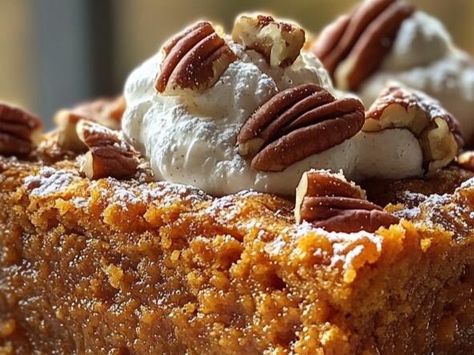 Texas-Style Pumpkin Dump Cake: A Perfect Fall Treat - NewsBreak Pumpkin Pie Squares, Pie Squares, Dessert Oreo, Dump Cake Pumpkin, Pie Bar Recipes, Pumpkin Pecan Pie, Pumpkin Pie Cheesecake, Pumpkin Pie Bars, The Recipe Critic