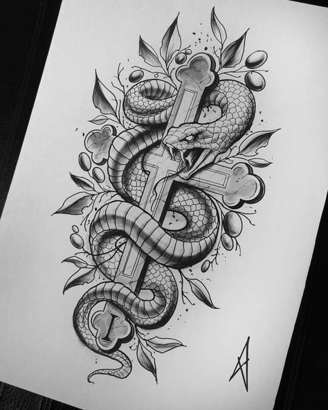 Amenic_tattoo on Instagram: “Sketch #bwmentality #blackandwhite #blackandgrey @artof_black #artof_black #blackworkerssubmission #blackworkers_tattoo #illustrativetattoo…” Snake And Dagger Tattoo, Chicano Tattoos Sleeve, Tier Tattoo, Family Tattoo Designs, Ancient Tattoo, Men Tattoos Arm Sleeve, Snake Tattoo Design, Neck Tattoo For Guys, Religious Tattoos