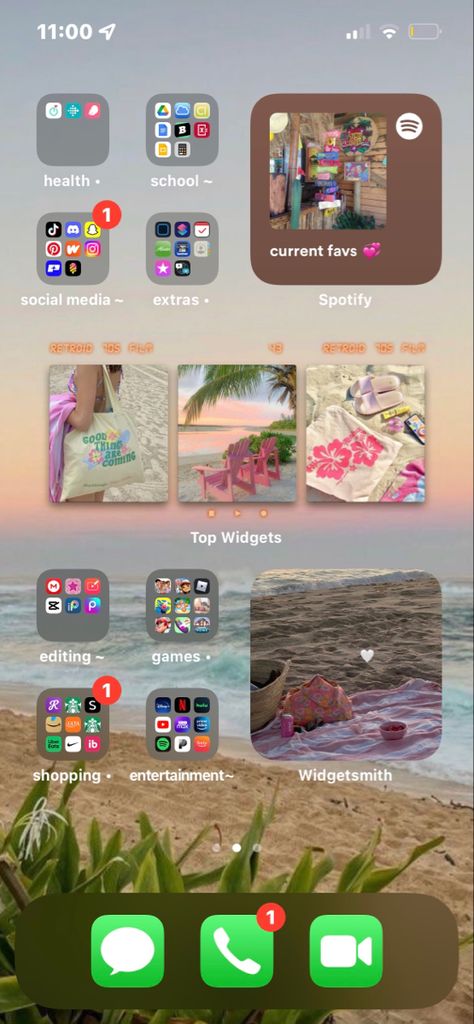 Good Home Screen Ideas, Phone Wallpaper Setup Ideas, How To Make Cute Widgets, Aesthetic Screen Iphone, Summer Phone Inspiration, Iphone Summer Theme, Summer Wallpaper Aesthetic Iphone, Simple Ios Homescreen Layout, Summer Phone Design