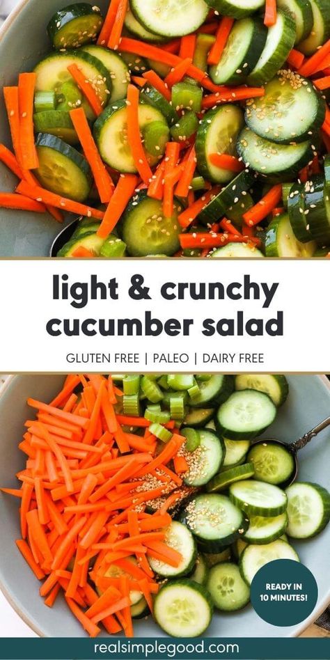 Celery And Carrot Salad, Cucumber Carrot Salad Recipes, Cucumber Carrot Salad Vinegar, Cucumber Ginger Salad, Cucumber Carrot Asian Salad, Carrot And Cucumber Salad, Cucumber Asian Salad, Cold Cucumber Salad, Cucumber Salad Healthy