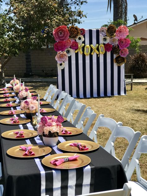 Kate Spade Themed Bridal Shower by PetalsByMichelle Brunch Party Decorations, Kate Spade Party, Kate Spade Bridal Shower, Kate Spade Bridal, Brunch Decor, Bridal Shower Flowers, Birthday Brunch, Table Set Up, Brunch Ideas