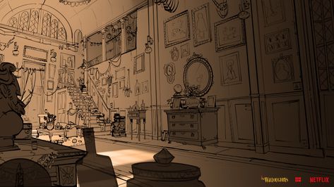 Museum Concept Art, The Willoughbys, Interior Perspective, Lisbeth Zwerger, Interior Concept Art, Environment Sketch, Background References, Background Inspiration, Bg Design