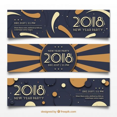 Free 2018 New Year Party Banners #freebies New Years Banner Design, Banner Illustration Design, Event Banner Design Inspiration, New Year Design Graphic, Banner Ideas Design, Event Banner Design, Party Banner Design, Banner Design Ideas, Banner Inspiration