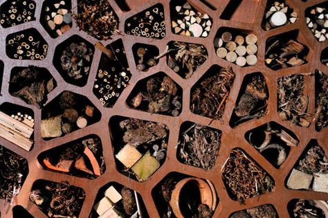 arup's insect hotel.  is this where we are heading? it's a kind of man made habitat focusing on biodiversity Voronoi Pattern, Bee Species, Bug Hotels, Wearable Architecture, Bee Hotel, Bug Hotel, Mason Bees, Insect Hotel, Architectural Competition