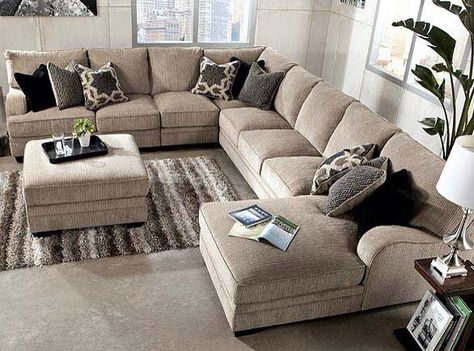 🎀 Large Sectional Sofa, Furnitur Ruang Keluarga, Sofa L, Sectional Sofa With Chaise, Fabric Sectional Sofas, Set Sofa, Room Remodeling, New Living Room, Ashley Furniture