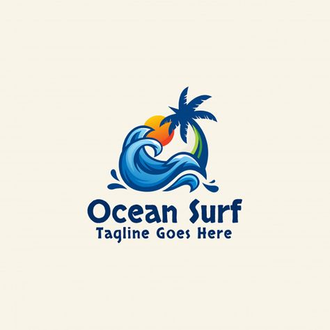 Beach Logo Design Ideas, Summer Logo Design, Ocean Logo Design, Watersports Logo, Surf Board Logo, Sea Logo Design, Beach Logos, Surf Brand Logo, Surf Brands Logo