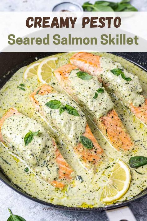 Creamy Pesto Salmon Pasta, Fish Pesto Recipes, Salmon Recipes With Pesto, Salmon Recipes With Pesto Sauce, Keto Pesto Salmon, Fish With Pesto Recipes, Creamy Pesto Salmon, Orzo Recipes Salmon, Salmon With Pesto Sauce