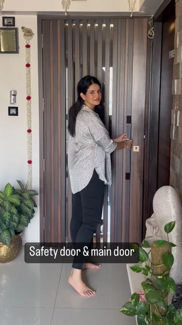 Main Door Design With Safety Door, Main Door And Safety Door Designs, Main Door With Safety Door Design, Wooden Safety Door Design, Main Door Glass Design, Jaali Door Design Wooden, Safety Door Design Entrance For Flat, Safety Door Design Entrance, Jaali Door