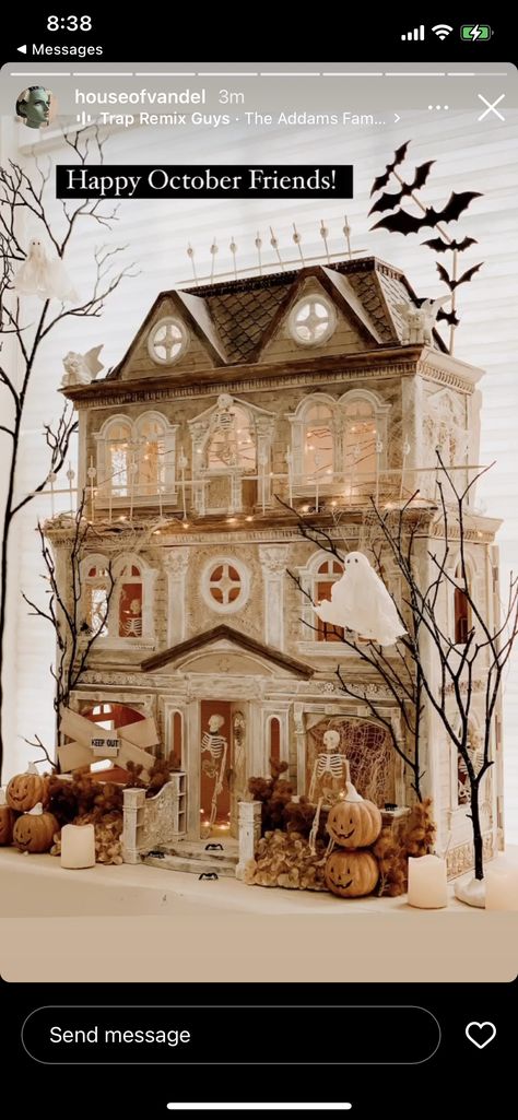 Halloween Village Diy, Dollhouse Remodel, Diy Halloween Village, Halloween Haunted House Diy, Neutral Halloween Decor, Home Halloween Decor, Beauty Bar Salon, Neutral Halloween, Halloween Dollhouse