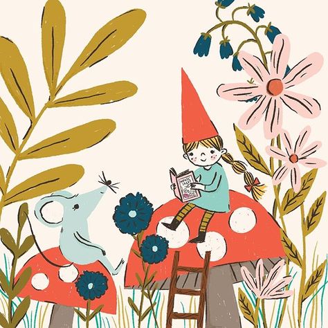 Denise Holmes - Illustrator Happy New Year Friends, Red Mushrooms, Mid Century Illustration, Forest Illustration, Whimsical Illustration, Tag Your Friends, Illustration Inspiration, Childrens Illustrations, Childrens Art