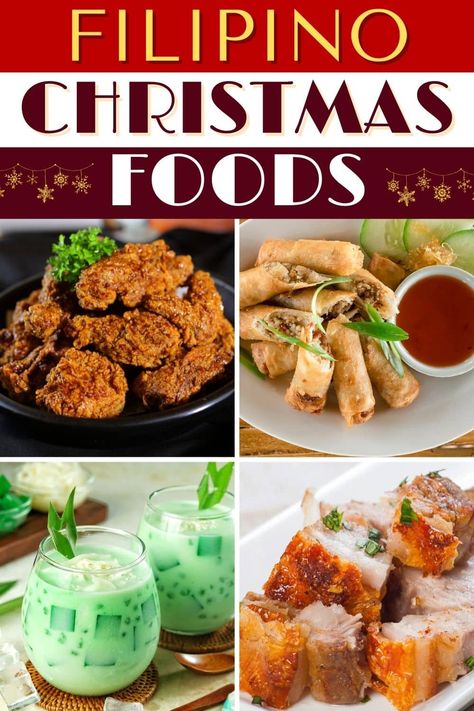 With these delicious and traditional Filipino Christmas foods, this year's Noche Buena (Christmas Eve Dinner) will be better than ever. Filipino New Years Eve Traditions, Filipino Noche Buena Food, Creole Christmas Dinner, Chinese Christmas Food, Filipino Thanksgiving Food, Filipino New Years Eve Food, New Year Food Ideas Filipino, Noche Buena Filipino Christmas Eve, Filipino Potluck