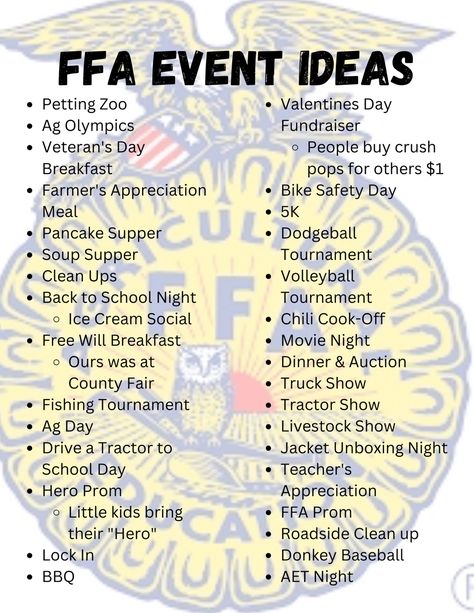 4h Leadership Posters, Cute Ffa Hairstyles, Halloween Ffa Meeting, Ffa Officer Speech Ideas, Ffa Team Building Activities, Sae Ideas Ffa, Ffa Reporter Ideas, State Convention Ffa Outfits, 4h Fundraiser Ideas