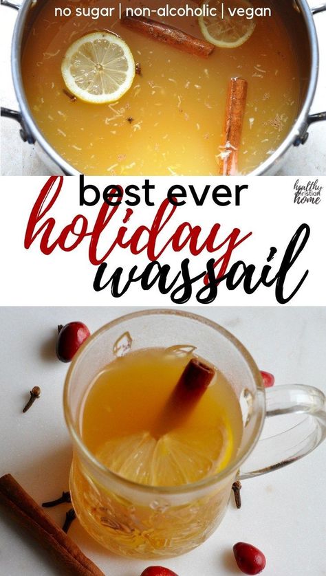 This wassail recipe is the BEST guilt-free holiday treat! Filled with seasonal fruits & mulled spices, this hot wassail is also sugar free & non-alcoholic. #wassail #holiday #sugarfree Wassil Recipe, Wassail Recipe, Happiest Season, Mulling Spices, Seasonal Fruits, Fall Fest, Appetizers Recipes, Winter Drinks, Punch Recipes