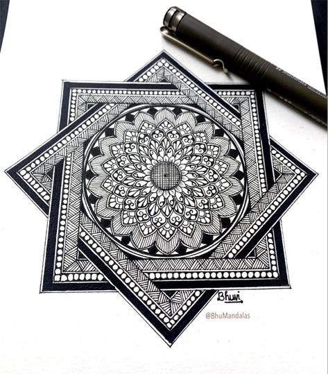 Mandala Art Black Pen, Mandala Art Ideas Creative Easy, Meaningful Mandala Art, Mandala Art Simple Easy For Beginners, Modern Mandala Art, Square Mandala Art, Mandala Drawing Ideas Creative Beautiful, Mandala Art Unique Designs, Mandala Art Ideas Creative