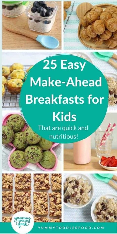 Getting a healthy breakfast onto the table can be so difficult on busy mornings. Enter: 25 Make-Ahead Breakfast that are both nutritious and kid-friendly! #toddlerbreakfast #kidsbreakfast #makeaheadbreakfast Breakfast School Mornings, Healthy Quick Breakfast Ideas On The Go, Healthy Breakfast Muffins For Kids, Grab And Go Breakfast For Kids, On The Go Breakfast For Toddlers, Easy Make Ahead Breakfast For Kids, Make Ahead Breakfast For Kids, Toddler Make Ahead Breakfast, Healthy Make Ahead Breakfast For Kids