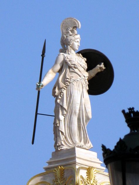 Statue of Athene Athena Statue, Athena Goddess Of Wisdom, Ancient Greek Sculpture, Greek Statues, Roman Gods, Greek Gods And Goddesses, Greek Mythology Art, Greek And Roman Mythology, Athena Goddess