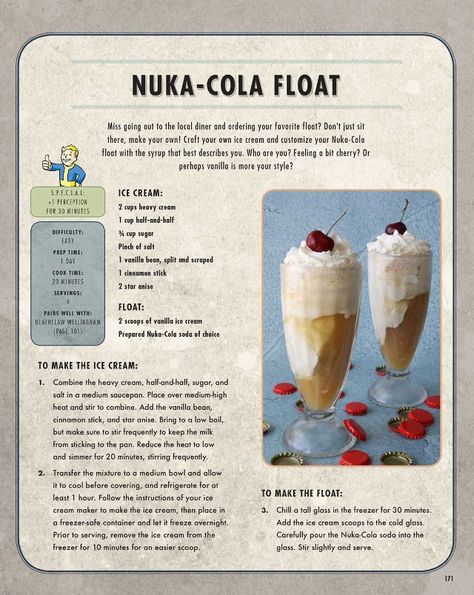 Fallout Food Recipe, Fallout Cookbook Recipes, Fallout 4 Recipes, Fallout Drink Recipes, Fallout Birthday Party, Fallout Food Ideas, Fallout Party Food, Fallout Recipes, Fallout Party Ideas