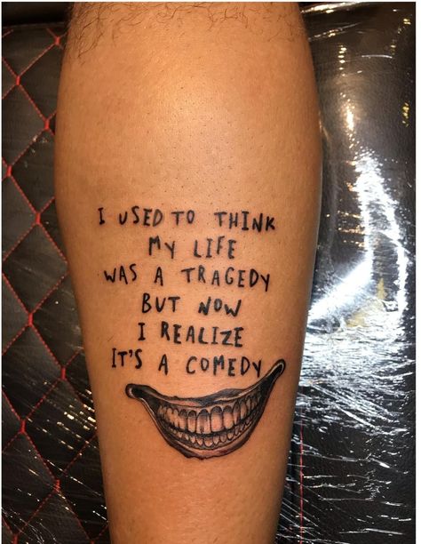 Cute Joker Tattoo, Dont Forget To Smile Joker Tattoo, Joker Tattoo Ideas For Men Sleeve, Female Joker Tattoo Ideas, Minimal Joker Tattoo, Joker Tattoo Design For Woman, Joker 2019 Tattoo, Joker Tattoo Quote, Joker Tattoo Meaning